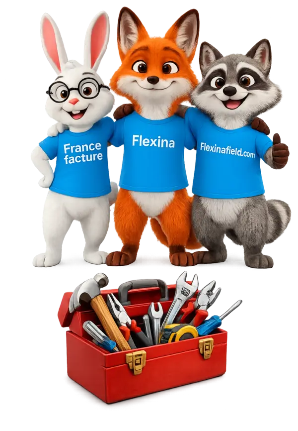 Les mascottes de Flexina, France Factures et Flexina Field